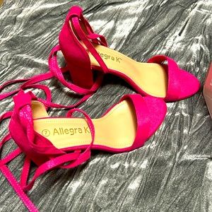 Rose pink tie up sandal heels